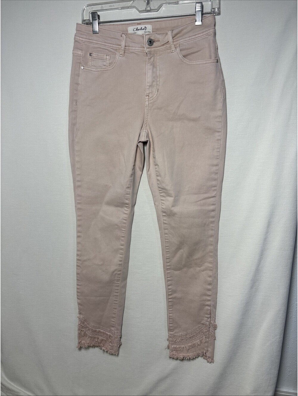 Women’s Charlie B Light Pink Jeans Frayed Hem Size 6
